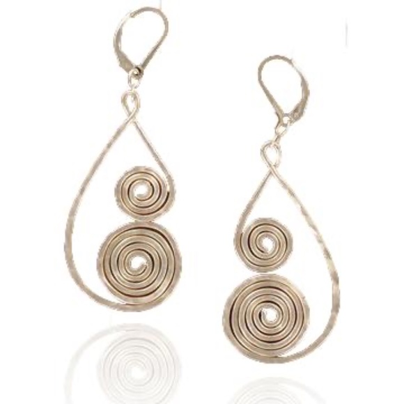 Handmade gold fill wire swirl statement earrings - Picture 1 of 2